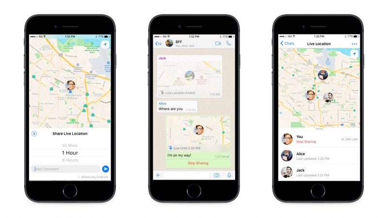 Whatsapp, condivisione posizione in tempo reale