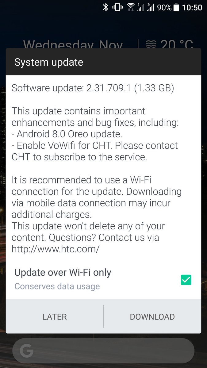Android 8.0 Oreo HTC U11