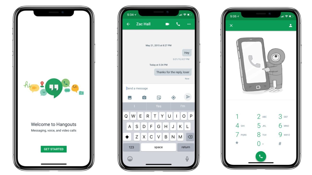 Google Hangouts iPhone X