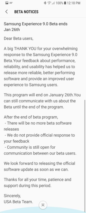 Samsung Galaxy S8 ed S8+ Android 8.0 Oreo beta program